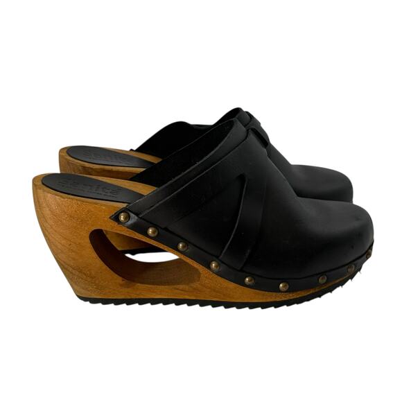 NWOB Sanita Leather Sweedish Clogs Cut out Wood Wedges 37 - Picture 6 of 9